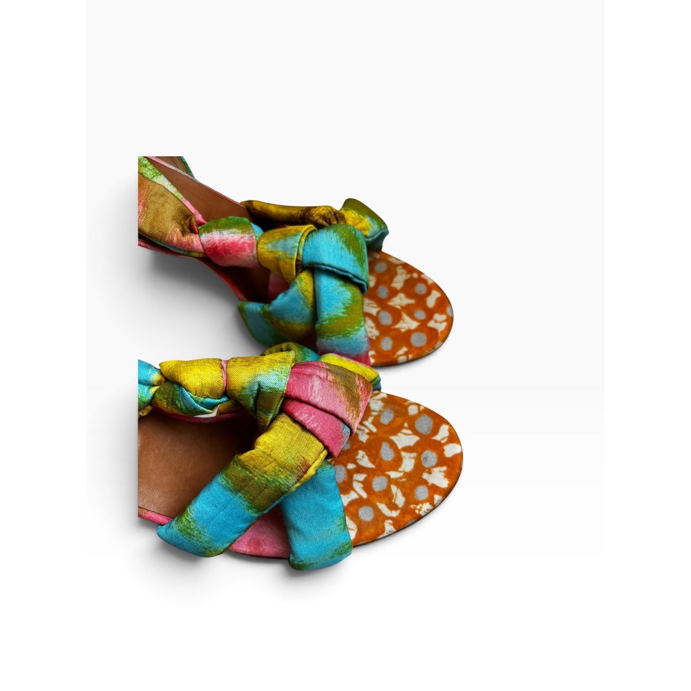 Dries Van Noten Sandals 39 8.5 Knotted Ikat Silk Stiletto Heels Vintage Y2K - Picture 5 of 8